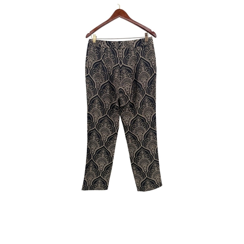 J.McLaughlin Womens Black Gold Damask Jacquard Straight Leg Pants Size 6 - Picture 9 of 9